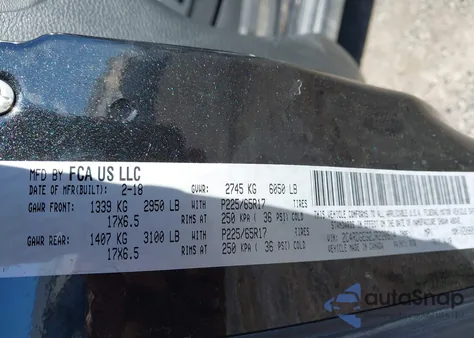 2018 Dodge Grand Caravan Gt из США, поврежденный, VIN 2C4RDGEG2JR220614